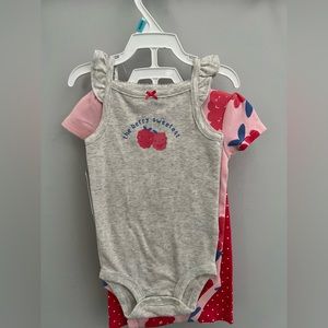 Brand New! Carter’s Baby Girl 3-Piece Bodysuit Pant Outfit Set 6M